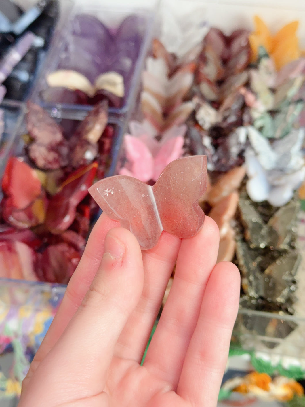 Mini Strawberry Quartz Butterfly