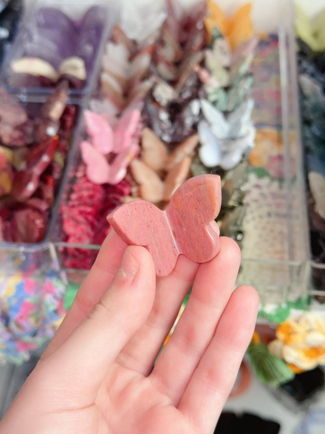Mini Pink Petrified Wood Butterfly