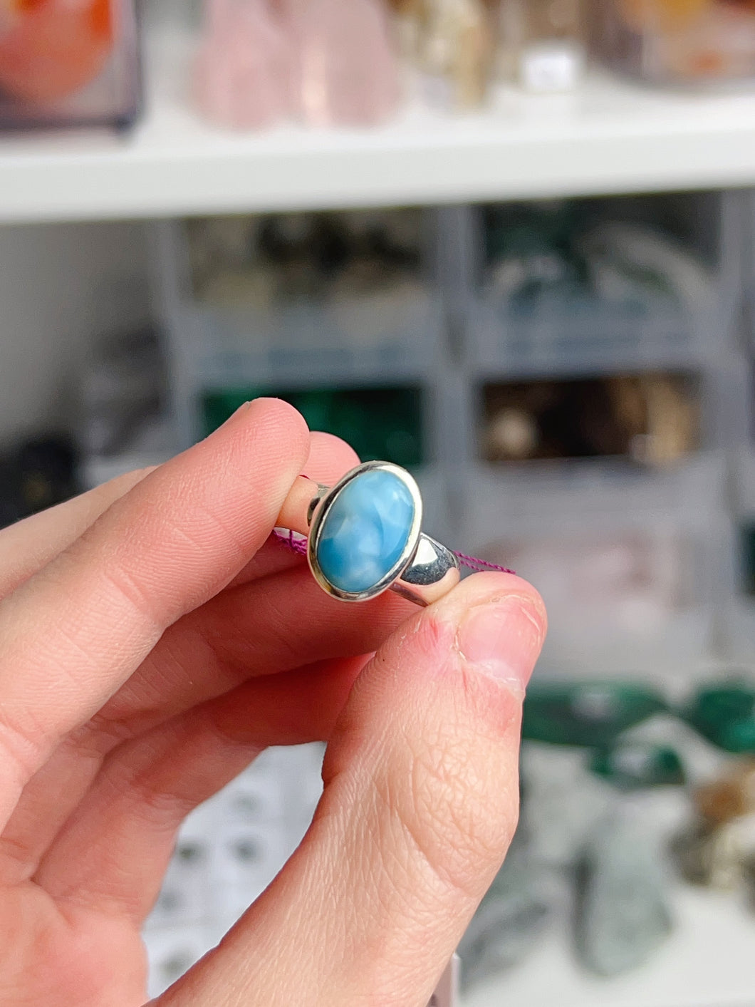 AAA Grade Larimar Ring (Silver Size 5 1/2)