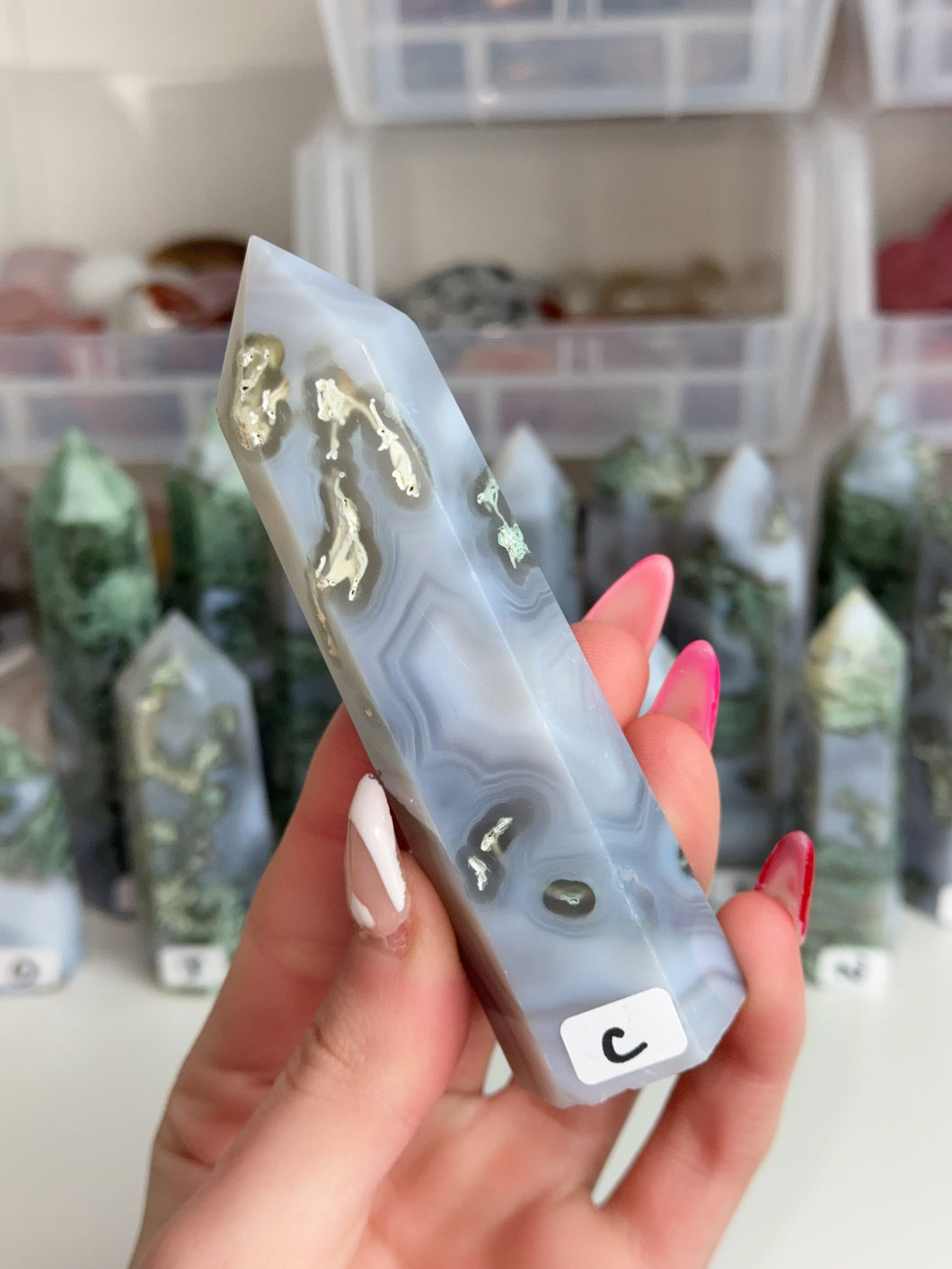 Blue Moss Agate Towers