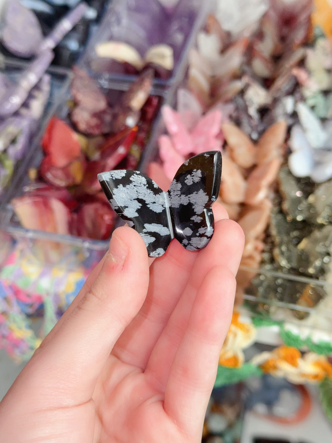 Mini Snowflake Obsidian Butterfly