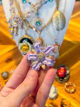 Load image into Gallery viewer, Vintage Lavender Enamel Lily Flower Brooch with Gems from London
