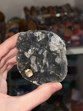 Load image into Gallery viewer, Black Apophyllite with Calcite (Rainbows, from India)
