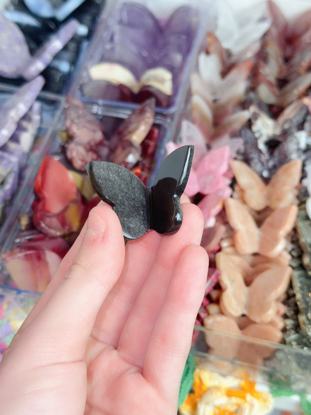 Mini Silver Shein Obsidian Butterfly