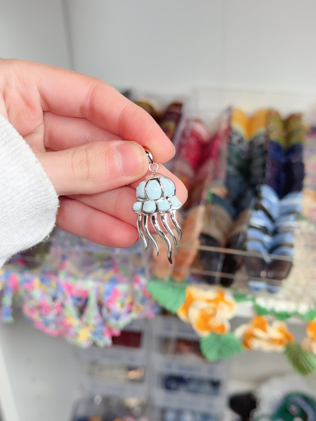 925 Larimar Jellyfish Pendant