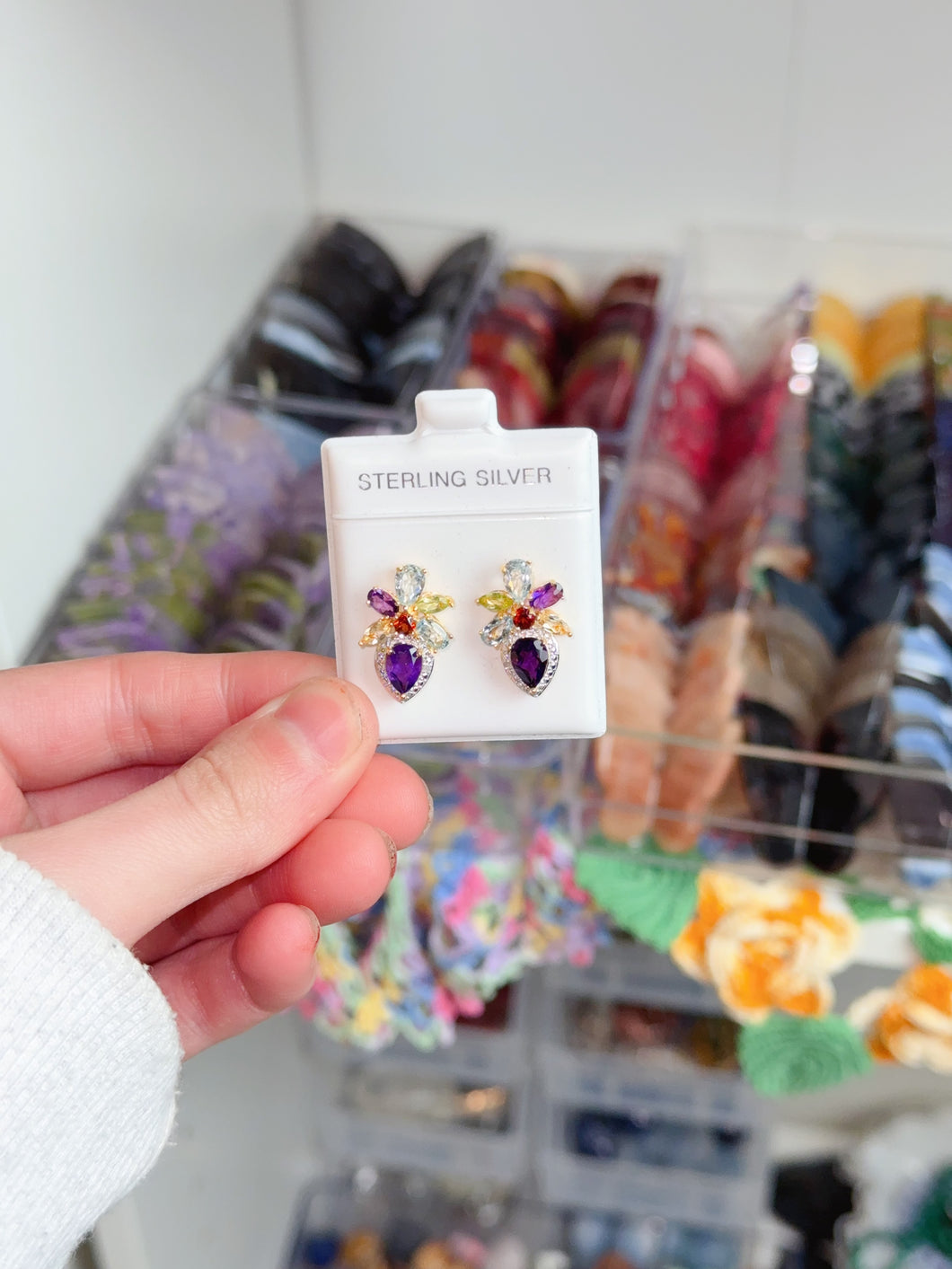 Multi Gem/Diamond 925 Earrings