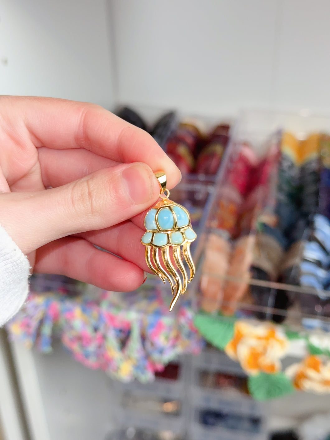 Gold 925 Larimar Jewyfish Pendant