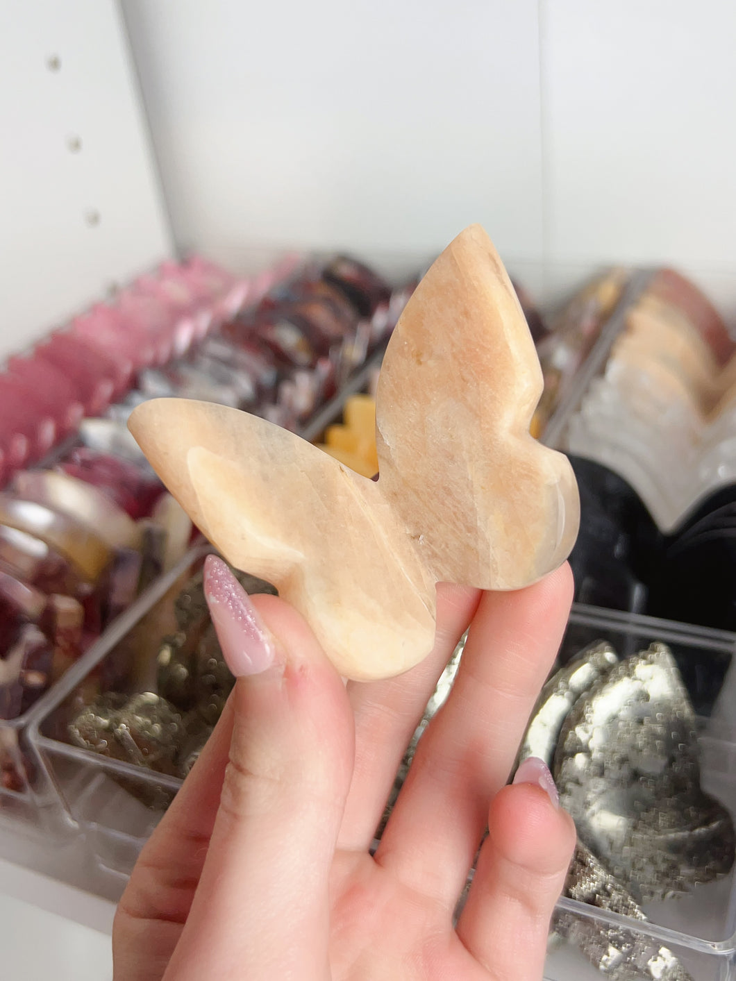 Peach Moonstone 3D Butterfly