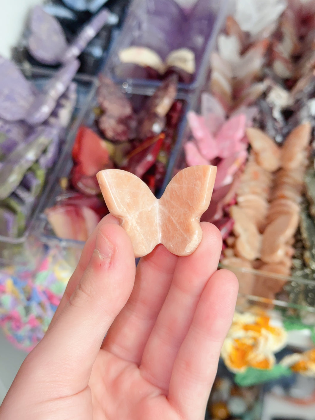 Mini Peach Moonstone Butterfly