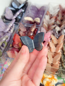 Mini Platinum Obsidian Butterfly