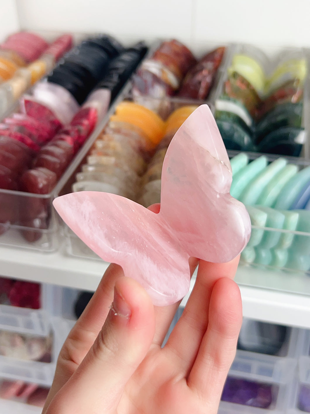 Rose Quartz 3D Butterfly