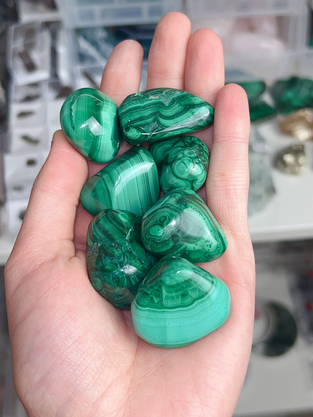 Chatoyant Malachite Tumbles