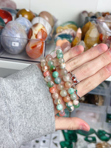 Green Flower Agate Bracelets