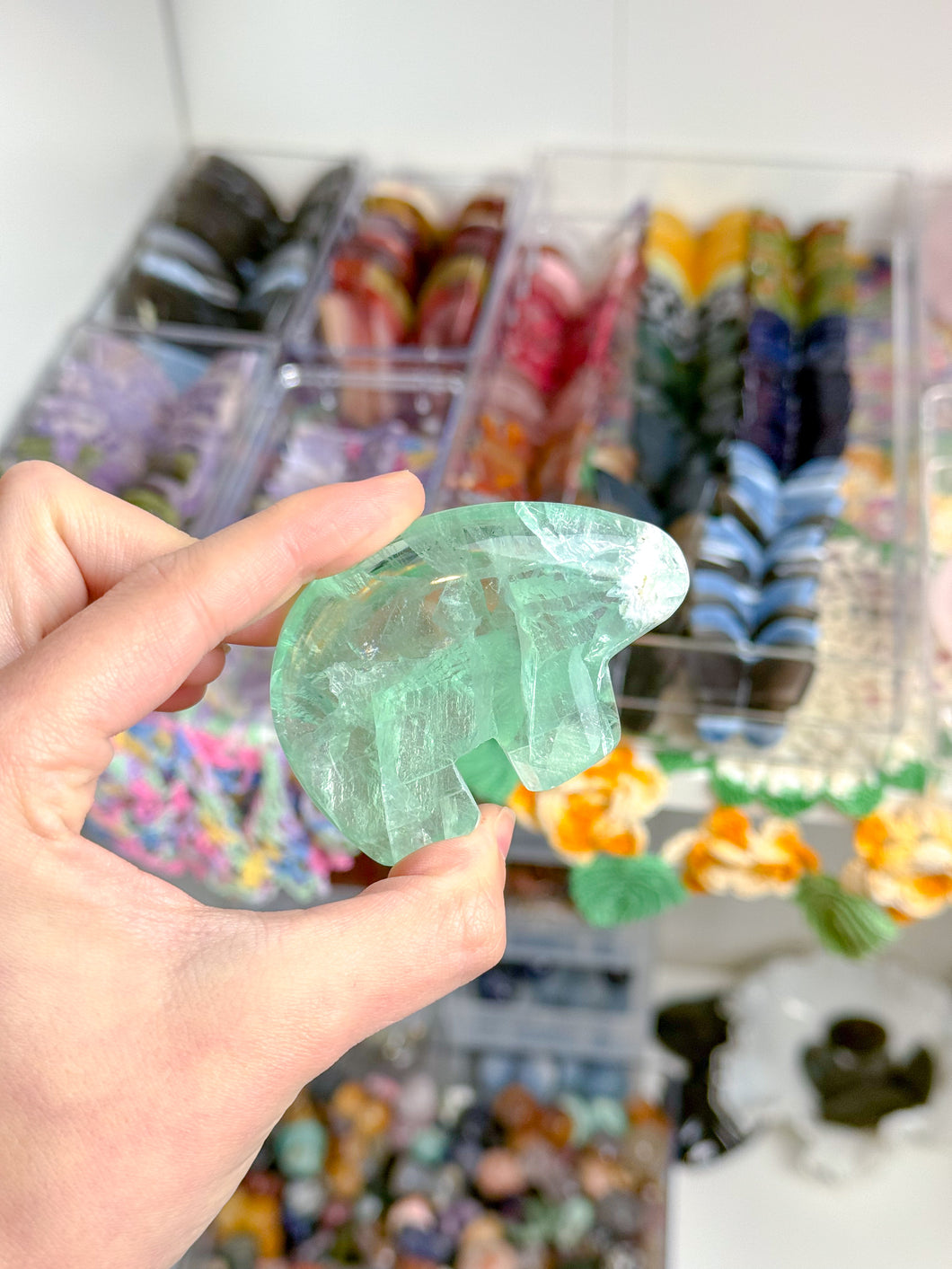 AA Grade Icy Mexican Fluorite Bear