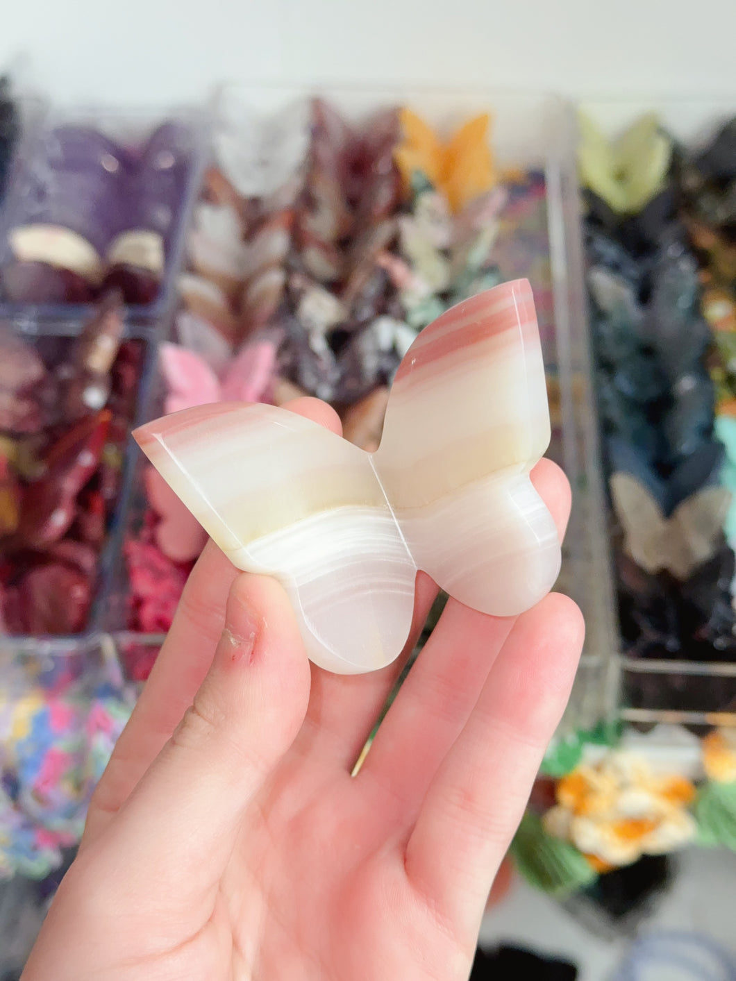 Pink Banded Calcite 3D Butterfly